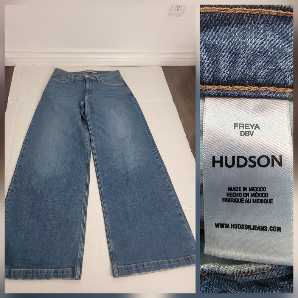 Hudson Jeans Womens Sz 28 Freya DBV Xtra Wide Leg High Rise In Deep Blue Vintage